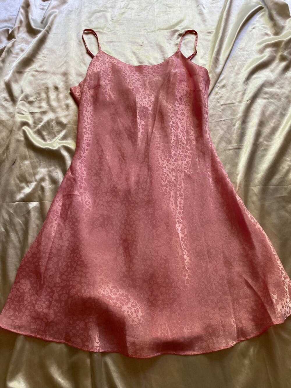 Baby Pink Satin Floral Jacquard Half Slip Barbie Summer y2k Medium